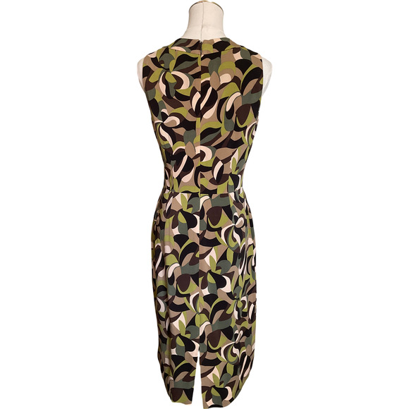 Tahari Women's Dress Size 2 Sleeveless Multicolor Abstract Pattern Cotton Blend - Picture 2 of 12